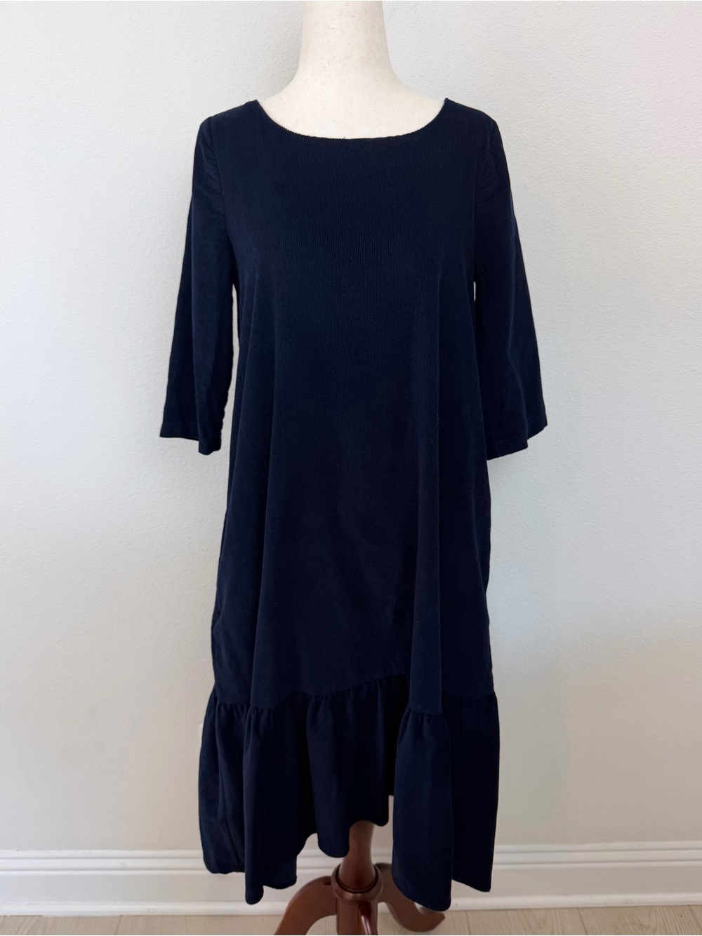 Hatch Navy Blue Corduroy Half Sleeve Dress Size 0